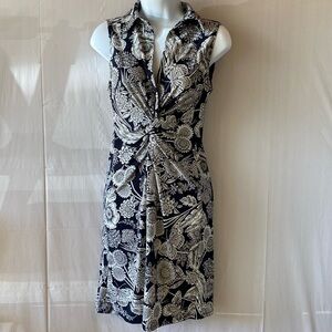 Tommy Hilfiger NWT Size 2 Black and White Floral Collared Dress
